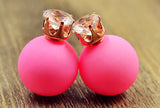 New Fashion jewelry double side crystal 16MM pearl Frosted matte stud earring gift for women girl mix color