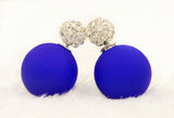 New Fashion jewelry double side full rhinestone 16MM pearl Frosted matte stud earring gift for women girl mix color