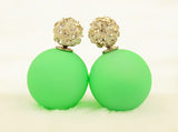 New Fashion jewelry double side full rhinestone 16MM pearl Frosted matte stud earring gift for women girl mix color