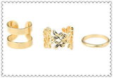 New Fashion jewelry hollow flower finger ring set for women girl lovers' gift wholesale 1set=3pcs