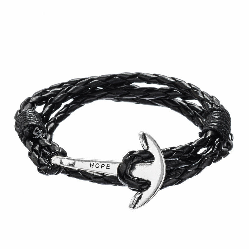 New Handmade Woven Multilayer Leather Bracelets & Bangles Scarved Anchor Bracelets For Women Men Jewelry