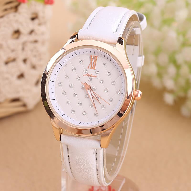 New Hot Design Reloj Mujer Relogio Rhinestone Ladies Leather Wrist Watch Quartz Watch Women Dress Watch