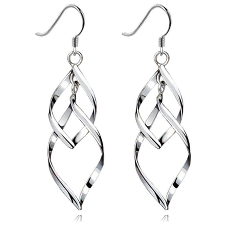 New Hot Fashion Hollow Metal Flower Plating Silver Leaf Drop Earrings Jewelry Multilayer Tassel long Earrings 