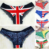 New Hot Womens Ladies Sexy Pants Flag Print Back Lace Briefs Underwear Knickers