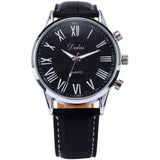 New Luxury Mens Quartz Watches Faux Leather Band Designer Wrist Watch Men Black Leather Band Men Watches Casual Watches