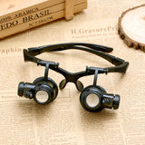New Magnifying Glass Eye 10X 15X 20X 25X Jewelry Watch Repair Magnifier Glasses Lens + 2 LED Lights Watch Repair Kit Tool