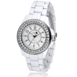 New SINOBI Bling Diamonds Rhinestone Luxury Ceramic-White Style Ladies Dress Watch Women Fashion Wristwatch Gifts
