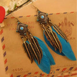New Fashion Charms Vintage Leather Drop Long Earrings feather black dangle earrings Jewellery
