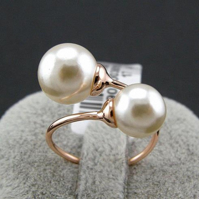 New Sale Real Italina Rings for women Rose gold Plated simulated pearl Rings Fashion Anti Allergies Rose Gold