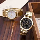New Stainless Steel Geneva Watch Business Gold Wristwatch Quartz Watches Men Casual Wrist Watches