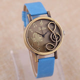 Vintage Copper Alloy Modern musical symbols Dress watches Personality Popular high-end Leather Strap Quartz Casual Watches gift