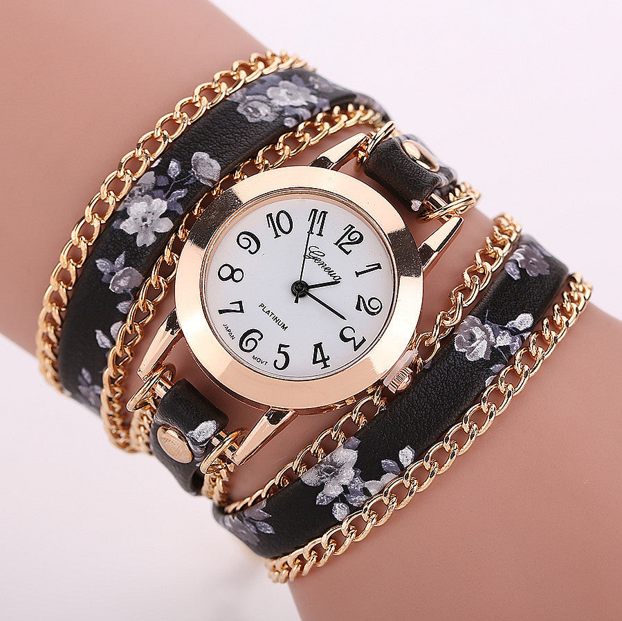 New Style Women Geneva Watch Leather Luxury Bracelet Wristwatch Dress Watches Women Quartz Watches Fashion Casual Watch