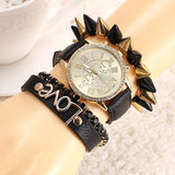 New Women's Casual fashion Wristwatch Luxury rhinestone pu leather Quartz watches Ladies Watch Sets dress Watches relojes mujer