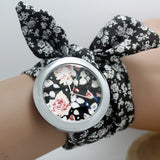 New design Ladies flower cloth wrist watch fashion women dress watch high quality fabric watch sweet girls watch