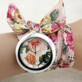 New design Ladies flower cloth wrist watch fashion women dress watch high quality fabric watch sweet girls watch