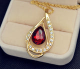 New fashion jewelry set gold plated crystal drop pendant necklace earring Top quality gift for women ladies