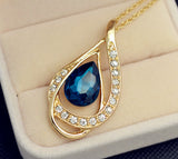 New fashion jewelry set gold plated crystal drop pendant necklace earring Top quality gift for women ladies