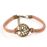 New hot sale 100% Fashion Vintage hand-woven Rope Chain Leather Bracelet Metal tree charm bracelets jewelry for women 