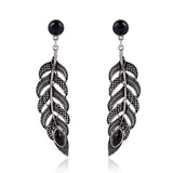 New style Bohemian Vintage silver feather earrings For women Female Fashion charm Dangle long earrings Accessories brincos
