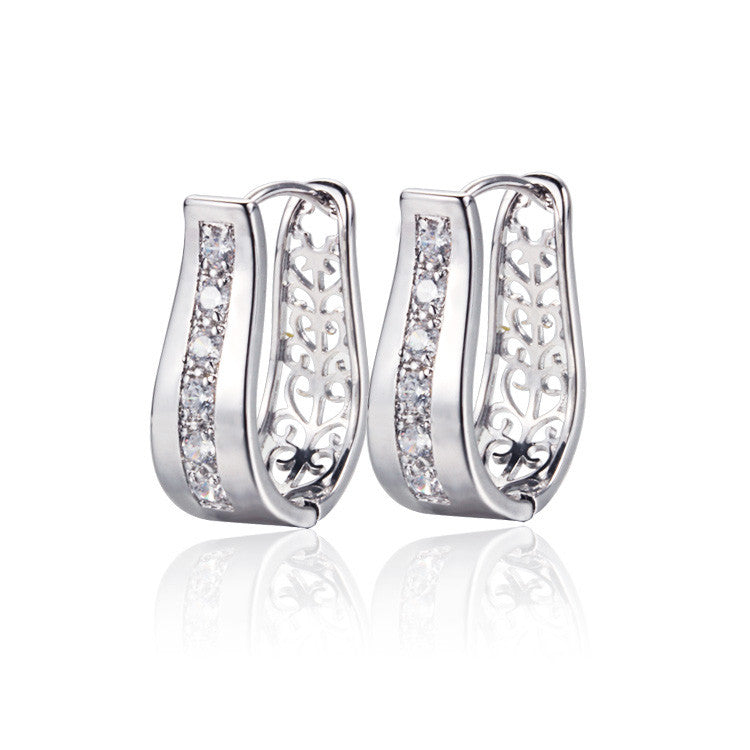 New 18K Gold Plated CZ Zirconia Hoop Earrings For Women Bijoux CC Earings