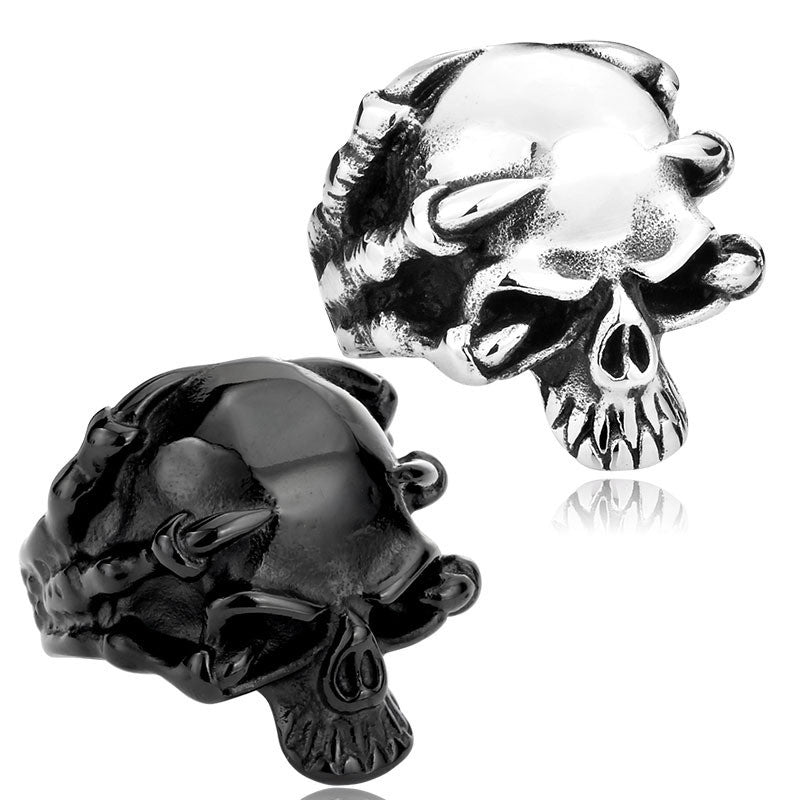New 316L Stainless Steel Jewelry Men's Gothic Punk Claw Thingking Skull Skeleton Rings