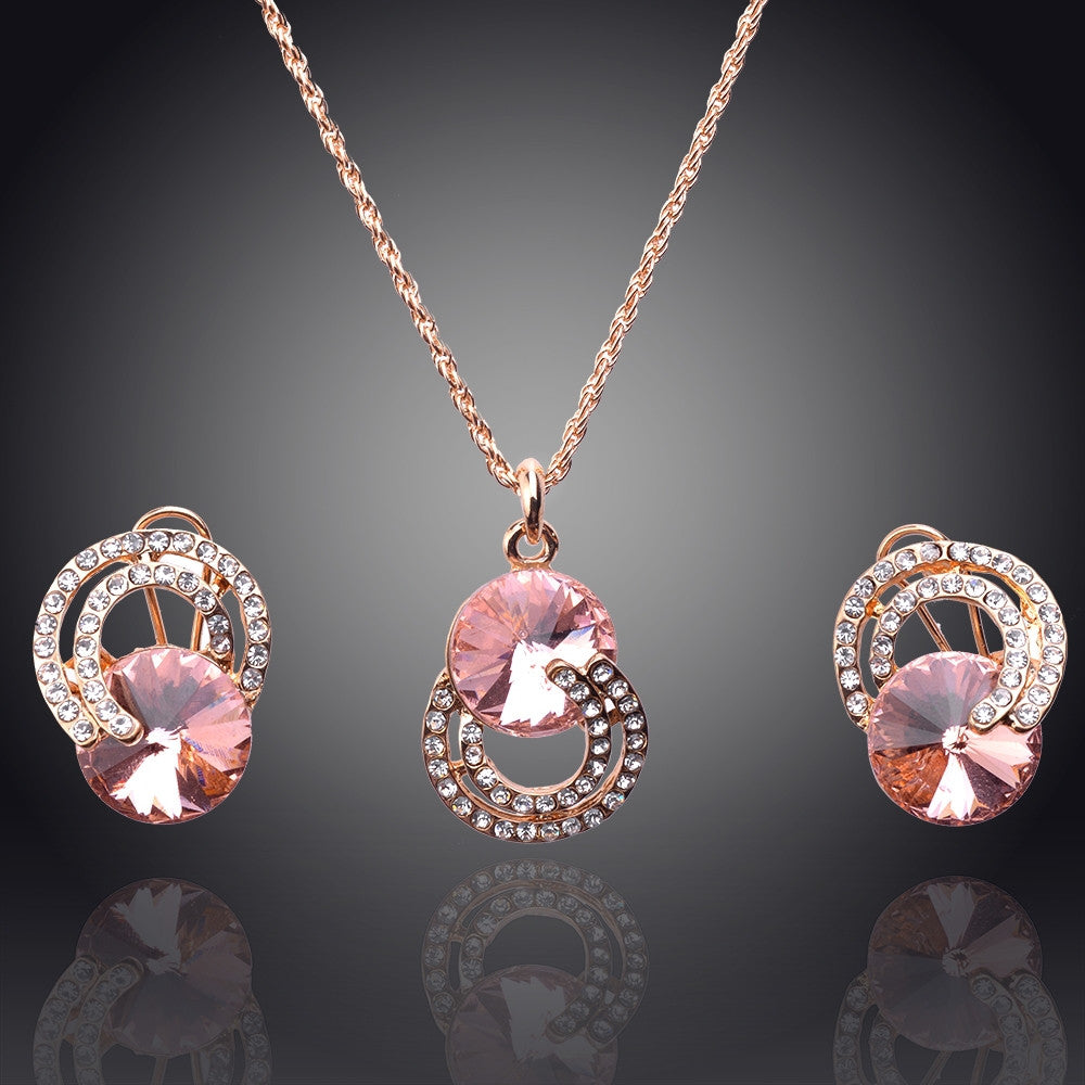 New Arrival 18K Gold Plated Necklace/Earrings Wedding Jewelry Sets For Brides Fashion Jewelry