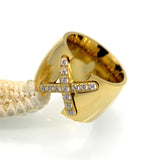 New Arrival 18K Gold Plated Ring Bijoux 14mm Width Big Pave Setting CZ Cross X Ring For Women Trendy Fine Jewelry