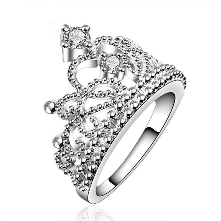 New Arrival Fashion Jewelry AAA+ Cubic Zircon Diamond 925 Silver Crown Rings For Women/Girls Party Wedding Gift