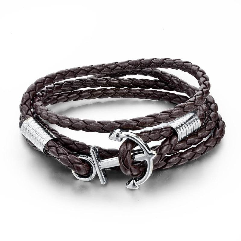 New Arrival Fashion Jewelry PU Leather Bracelet Men Anchor Bracelets For Women Best Friend Gift Pulsera