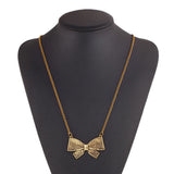 New Arrival Fashion Vintage punk Metal Bow Pendant Necklace Flower long Chain Necklace Statement jewelry for women 