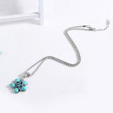 New Arrival Fashion rhinestone blue flower Pendant Tibetant Silver vintage Necklace jewelry for Women