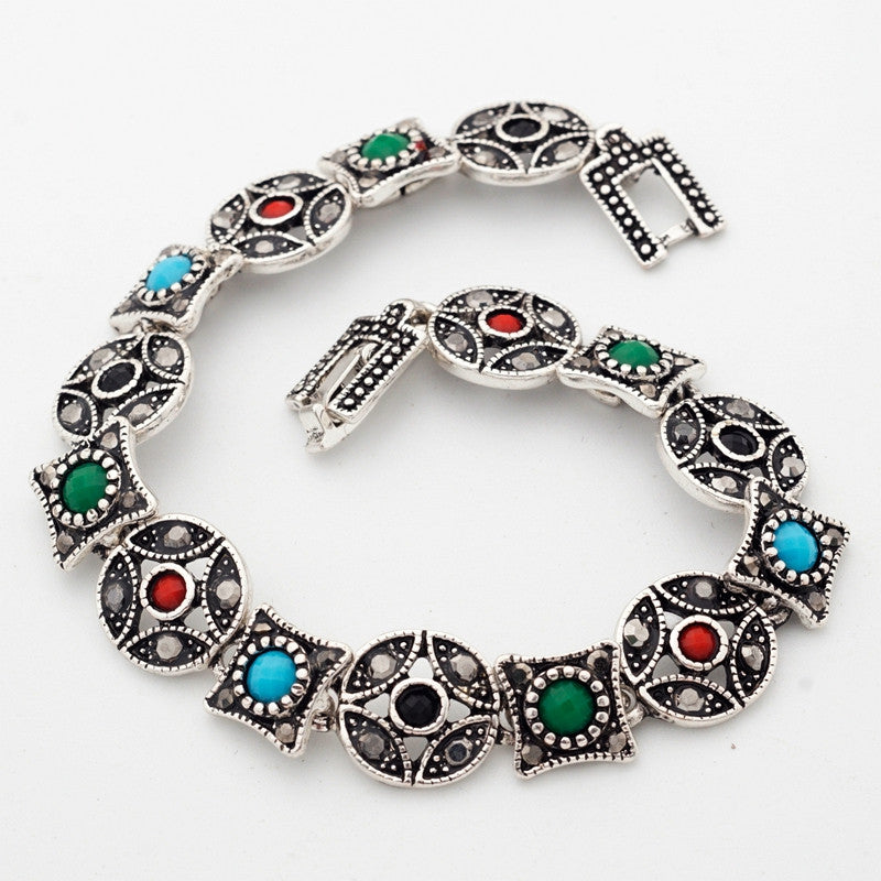 New Arrival Jewelry Tibet Silver Multi-Color Resin Bracelets European Women's Bracelets