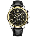 New Arrival Men's Gold Watches Fashion&Casual Leather Strap Moon Phase Business Men Quartz Watches Clock