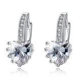 New Arrival Platinum Plated 4 Color Stones Heart Shape Trendy & Elegant AAA Zircon Stud Earring for Party n Gift 