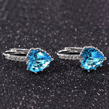 New Arrival Platinum Plated 4 Color Stones Heart Shape Trendy & Elegant AAA Zircon Stud Earring for Party n Gift 