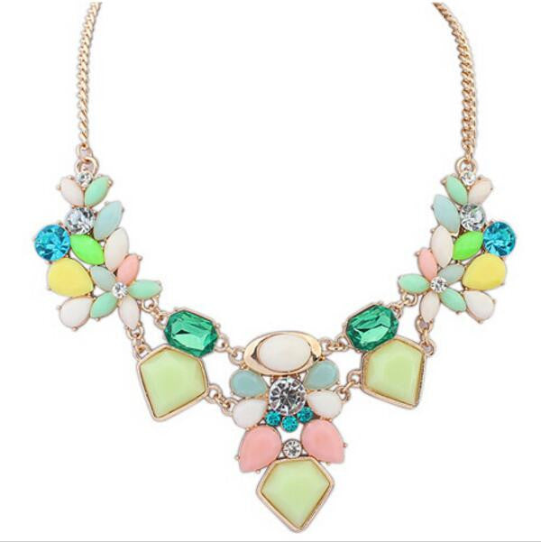New Arrival Resin Fashion Colorful Cute Charm Gem Flower Necklaces & Pendants Fashion Jewelry Woman Gift Summer style