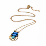 New Arrival Shi Jie Jewelry Resin Zinc Alloy Gold Plated Thin Chain Imitation Gem Pendant Egyptian Necklace