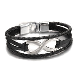 New Arrival Silver plated Infinity Bracelet Bangle Genuine Leather Hand Chain Buckle friendship men women bracelet