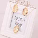 New Arrival Wedding Jewelry Sets Fashion Gold Hollow Pendant Statement Necklace & Crystal Drop Earrings Fine Jewelry