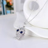 New Arrivals White Gold Plated Austrian Crystal Pendant Necklace Fashion Jewelry Crystal owl Pendants gufi for Women Lady