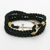 New Arrive DIY Rope Black Blue Anchor Bracelet Fashion Women Men Hooks Bracelet Bangle Charm Bracelets Jewelry