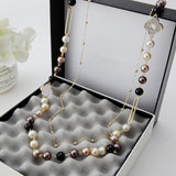 New Arrive Fashion Simulated Pearl Jewelry Multi Layer Long Necklace For Women Sweater Chain Pendant Necklace