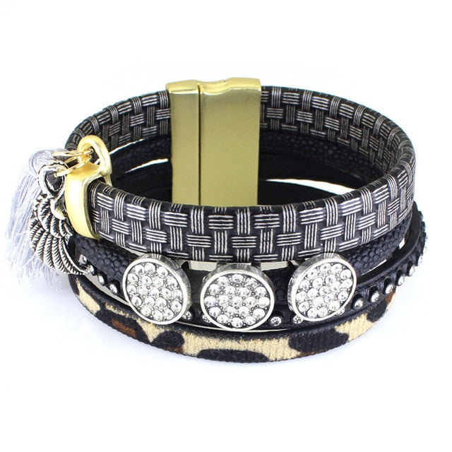 New Arrive Jewelry Bohemia Handmade Bracelets Leopard Sexy Wing Pendants Decoration Cuff Bracelet Bangles