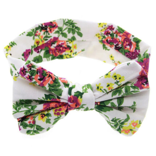 New Baby Girls Toddler Infant Newborn Flowers Print Floral Butterfly Bow Hairband Turban Knot Headband Hair Band Accessories