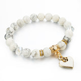New Bijoux Heart Charm Bracelets Bangles White Natural Stone Bracelet For Women Pulseiras Femininas Boho Jewelry Gift 