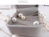 New Brand Exquisite Fashion Charms Temperament Double Layer Pearl Elegant Gold Chain Long Beads Necklace Women Fine Jewelry