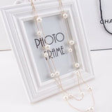 New Brand Exquisite Fashion Charms Temperament Double Layer Pearl Elegant Gold Chain Long Beads Necklace Women Fine Jewelry