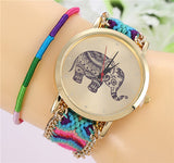 New Brand Handmade Braided Elephant Friendship Bracelet Watch GENEVA Watches Women Quarzt Watches