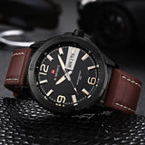 New Brand Men Leather Strap Sports Watches Men's Quartz Clock Man Army Military Fashion Casual Waterproof Wrist Watch