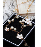 New Brand Women Charms Collar Fashion Temperament Pearls Flower Choker Gold Chain Long Necklaces&Pendants Fine Jewelry